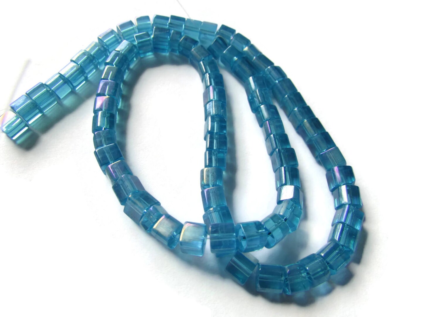 5mm Sky Blue Crystal Cube Beads AB Finished Crystal Glass Beads