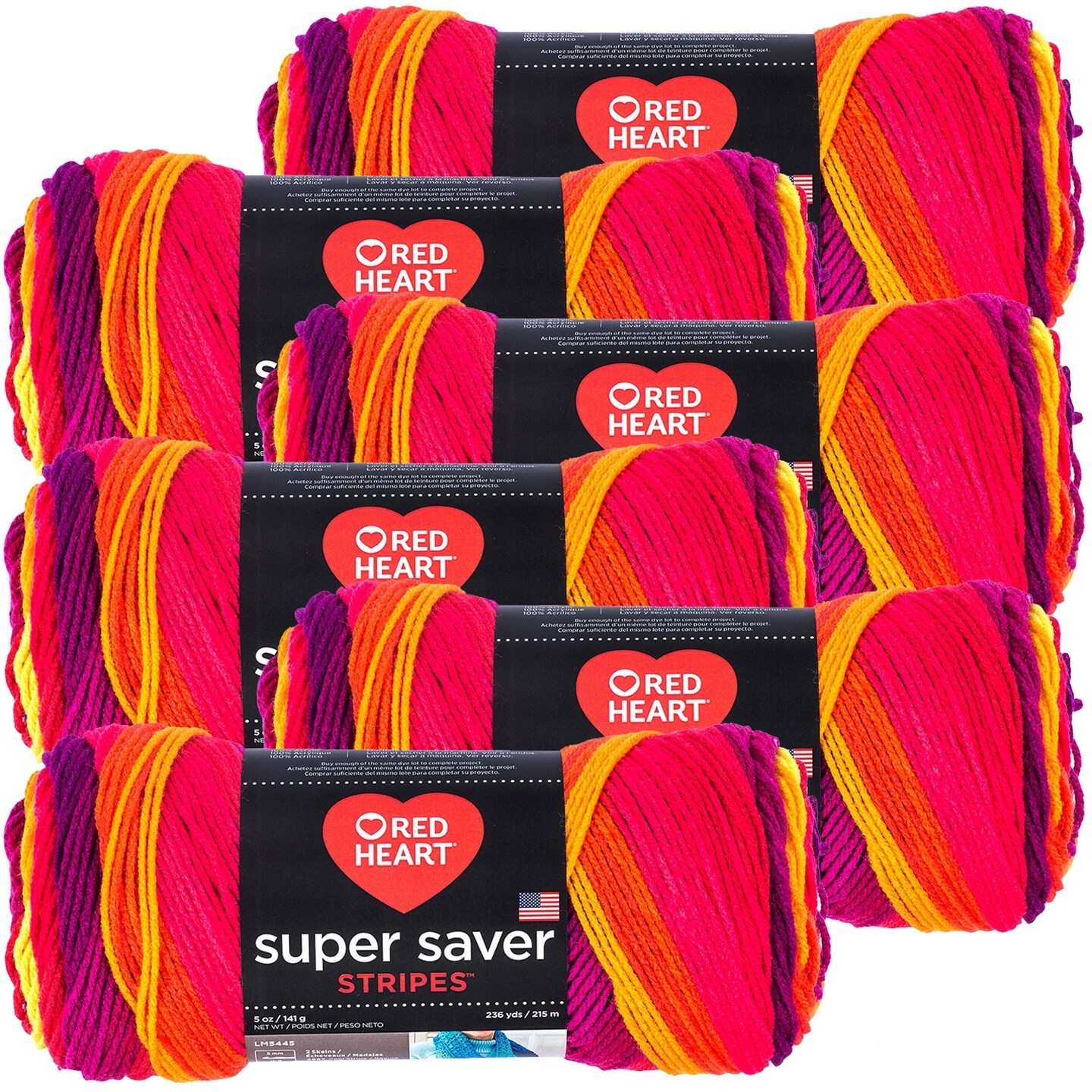 Multipack of 6 - Red Heart Super Saver Yarn-Fruity Stripe