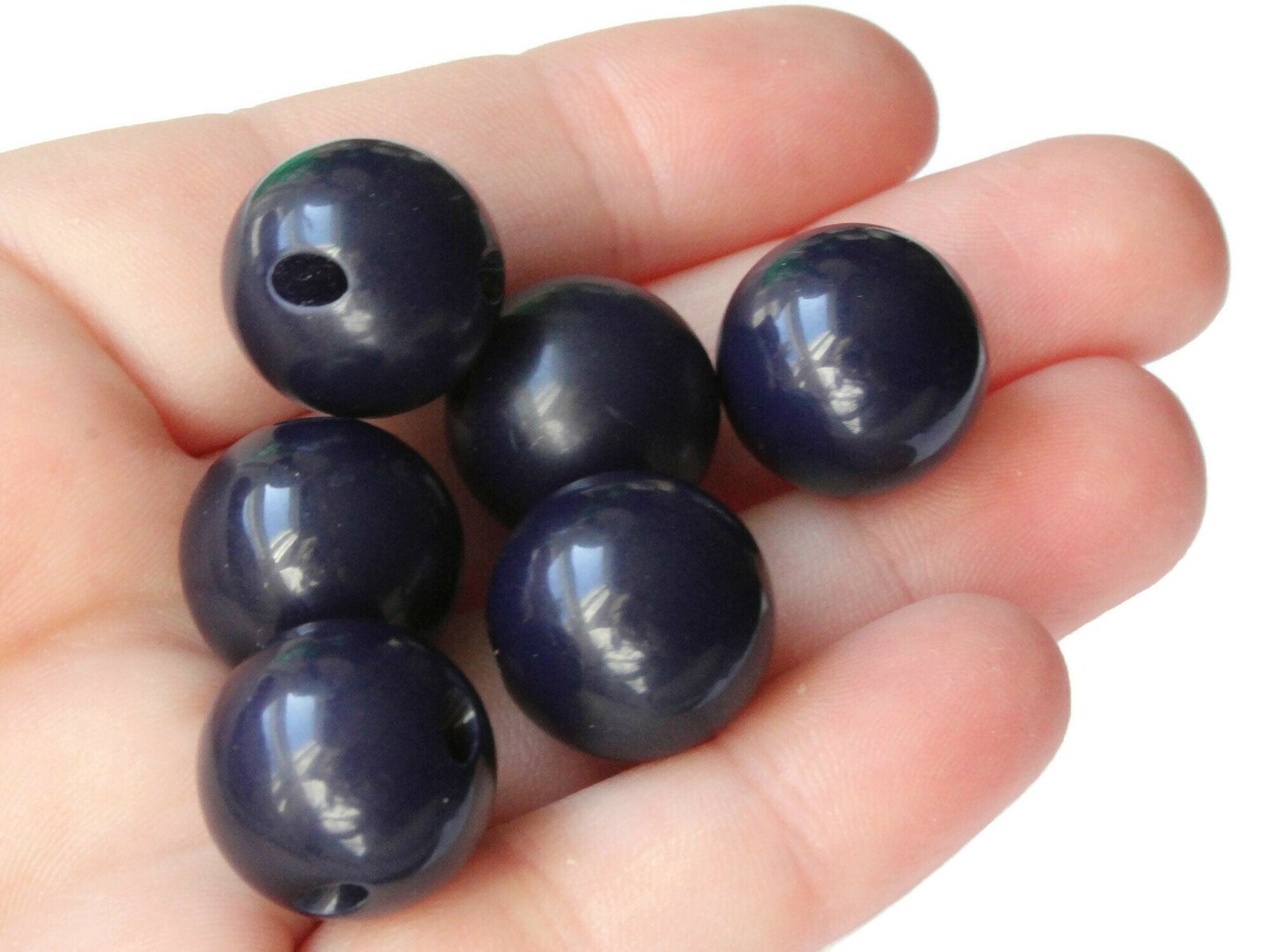 6 16mm 5/8 Inch Navy Blue Ball Buttons Vintage Lucite Round Buttons