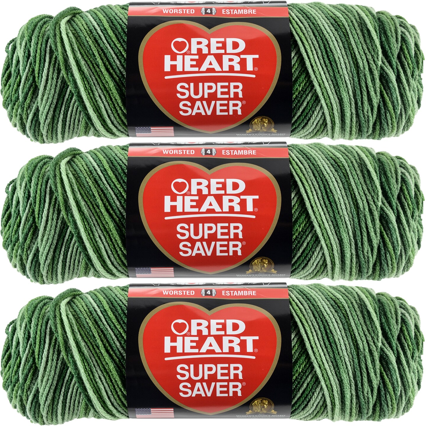 Multipack of 03 - Red Heart Super Saver Yarn-Green Tones