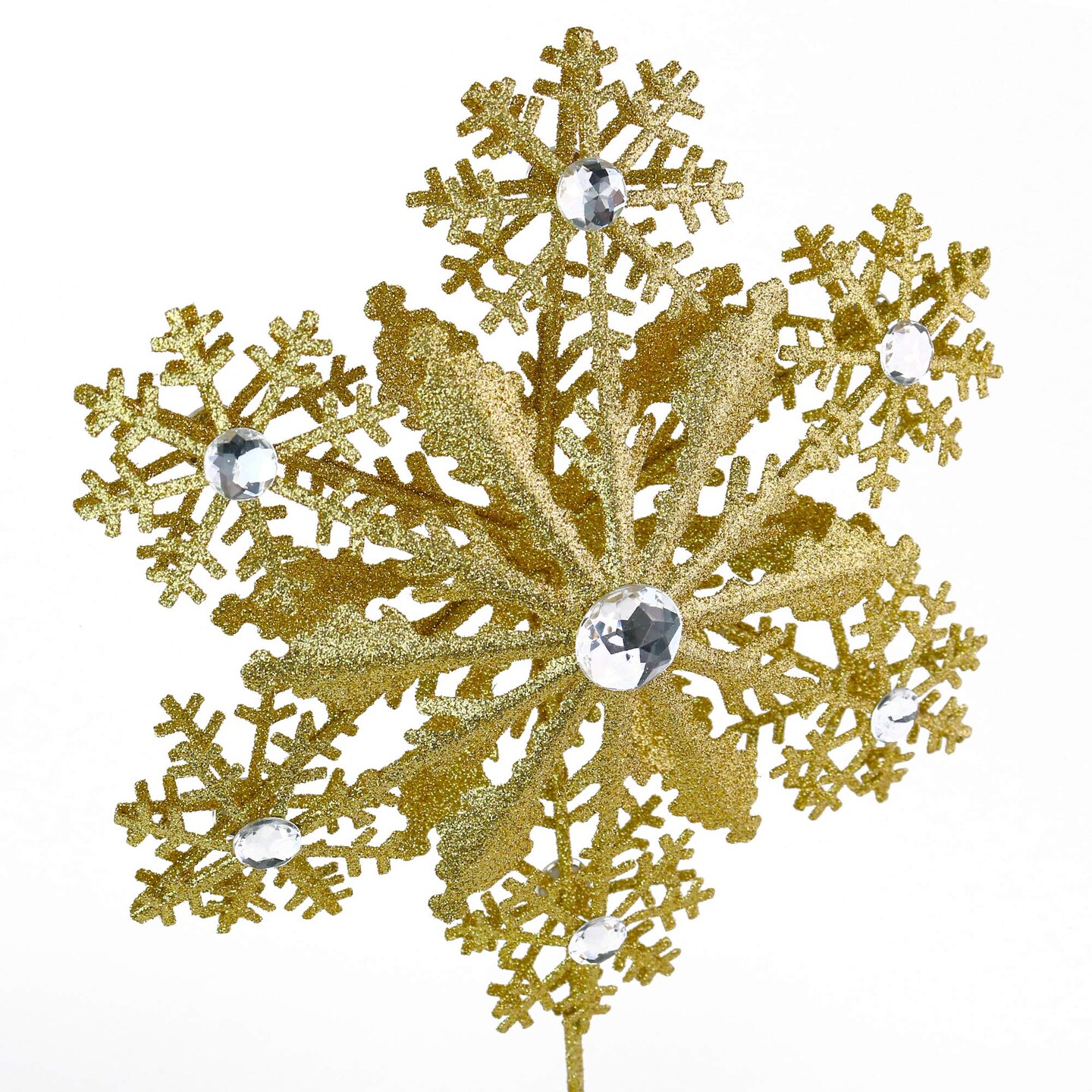 Ornativity Glitter Snowflake Tree Topper - Gold sparkling Gem Christmas Tree Decoration