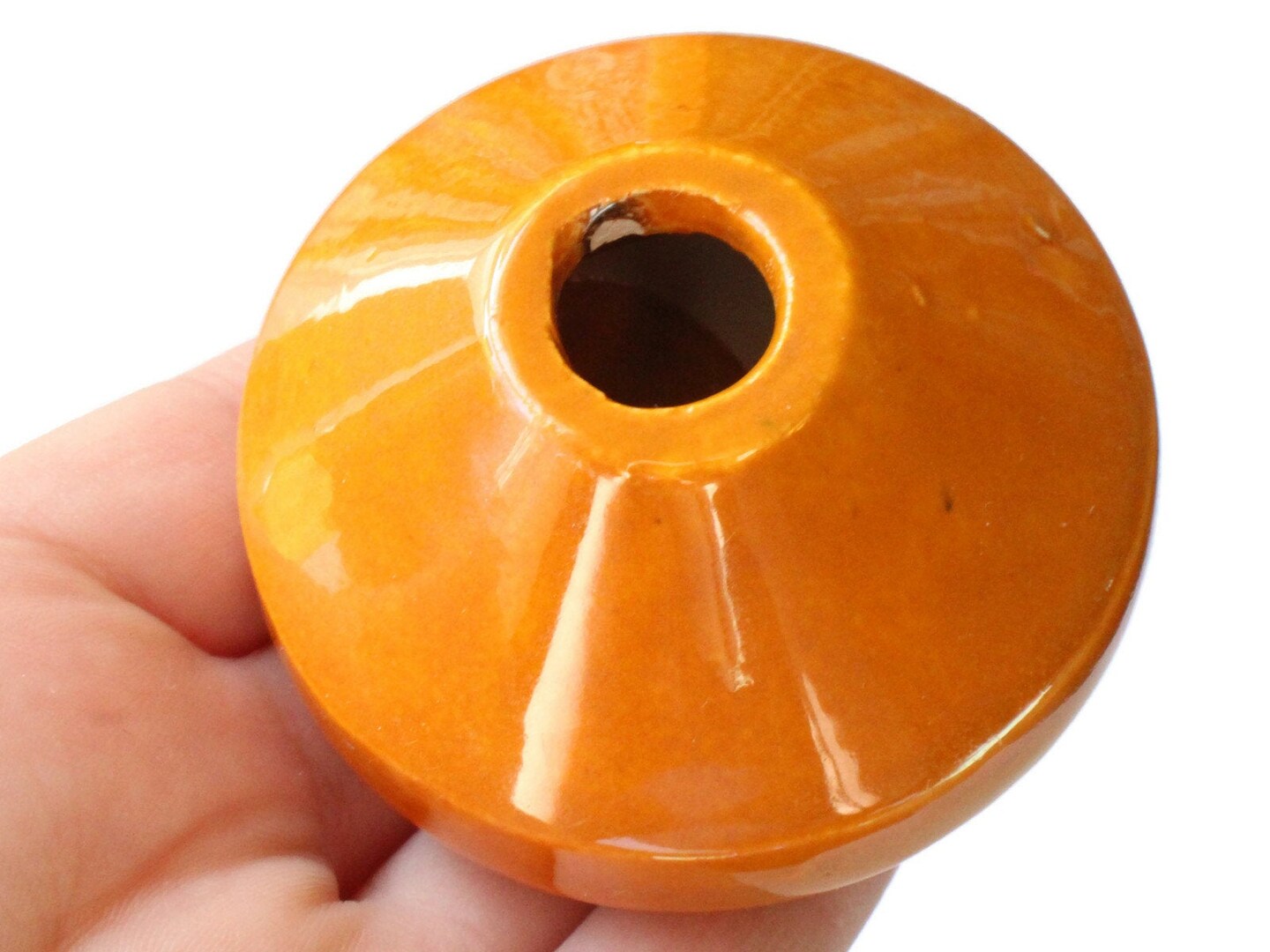 58mm Caramel Brown Saucer Bead Vintage Macrame Ceramic Bead bM1