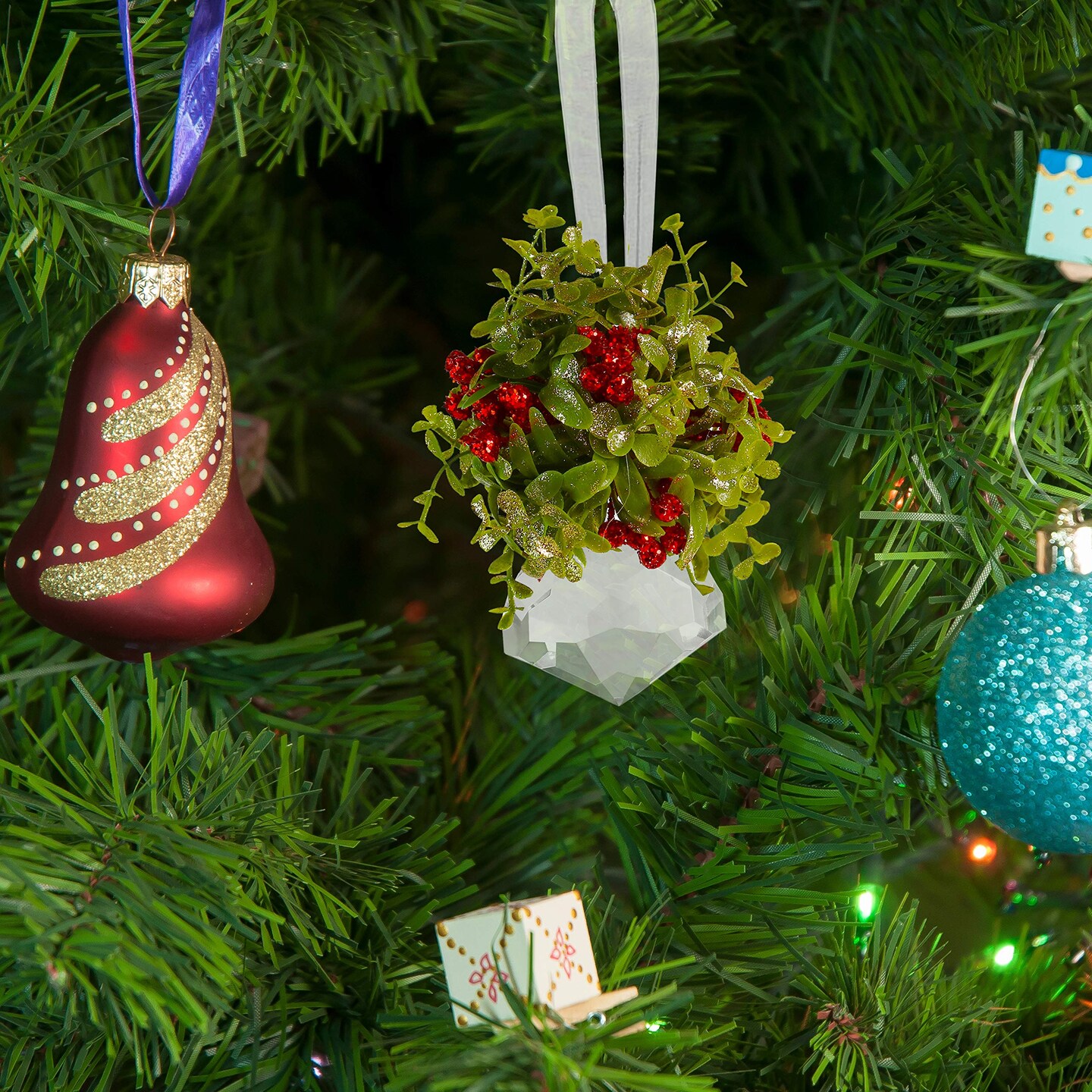 Ornativity Mistletoe Crystal Hanging Ornament - Christmas Kissing Acrylic Holiday Decoration