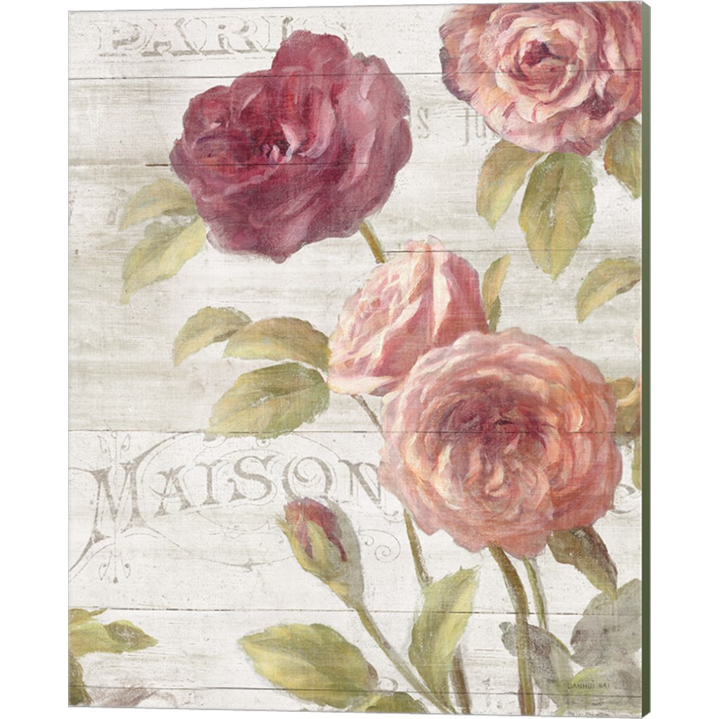French Roses by Danhui Nai 12" x 15" Canvas Wall Art (Set of 2)