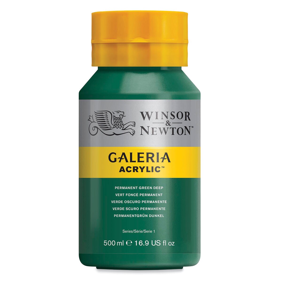 Winsor & Newton Galeria Flow Acrylics - Permanent Green Deep, 500 ml tube