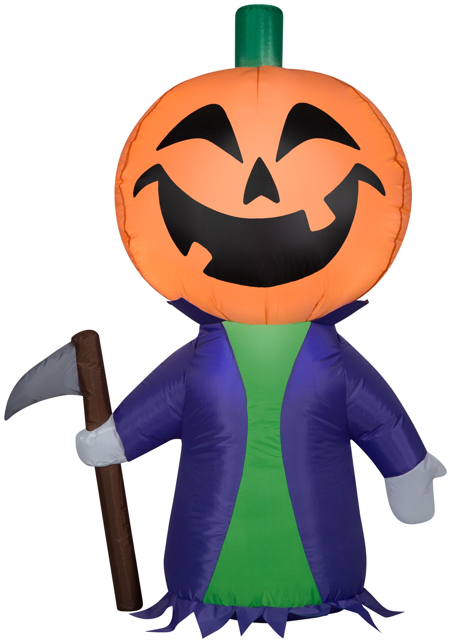 4' Gemmy Airblown Inflatable Purple Pumpkin Reaper Holding Sickle ...