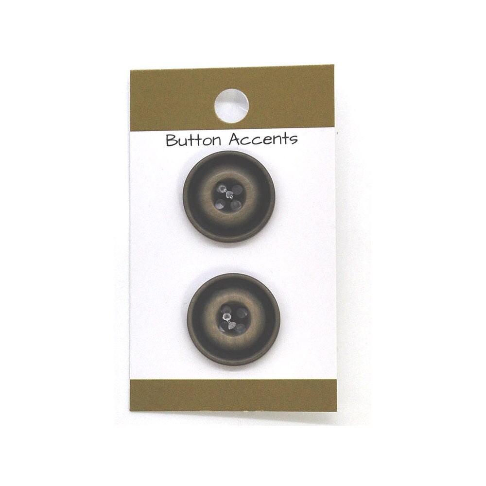 Belagio Resin Buttons, 0.75&#x22; Diameter, Square Inset Design, 2 Piece Pack, Brown