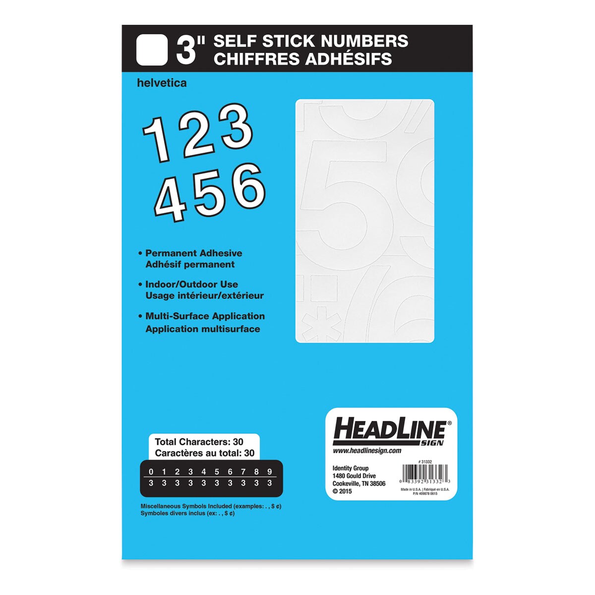 Headline Vinyl Letters and Numbers – 3” Numbers, Helvetica, White