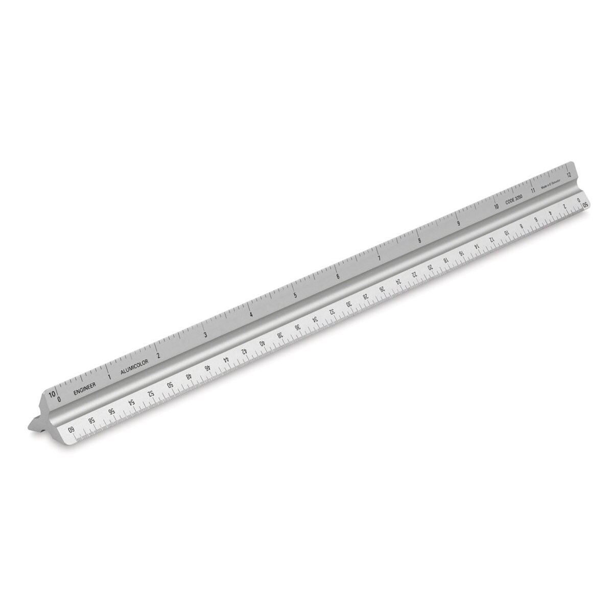 Alumicolor Solid Triangular Drafting Scale - 12&#x22;, Silver, Engineer