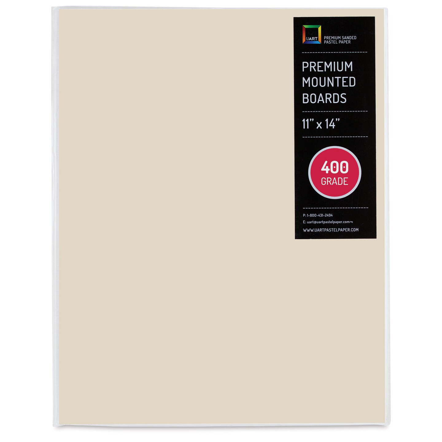 UArt Premium Sanded Pastel Paper Board - 11&#x22; x 14&#x22;, Neutral, 400 Grit
