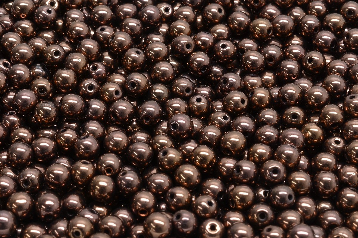 4mm Czech Round Druk Bead, Jet Lila Vega Luster, 50 pieces