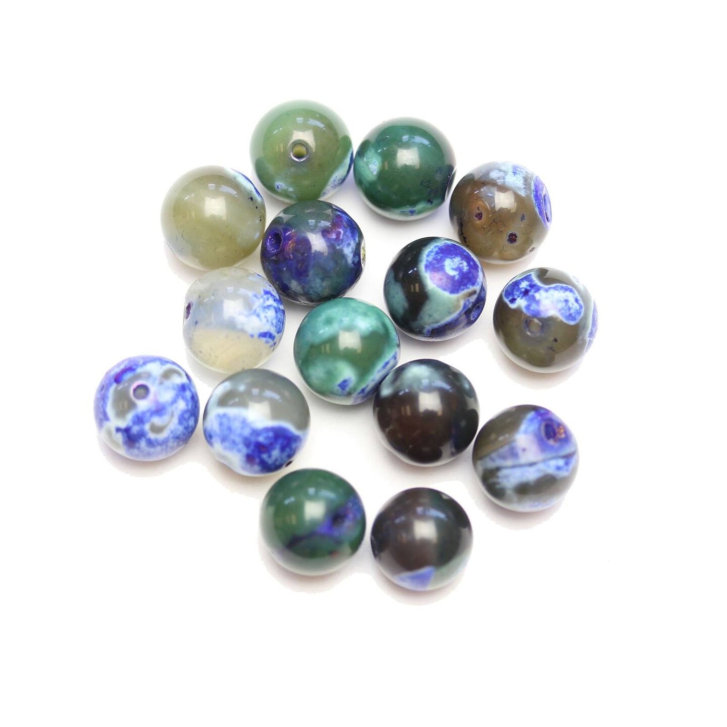 Multi Dyed Agate Round 10mm Beads