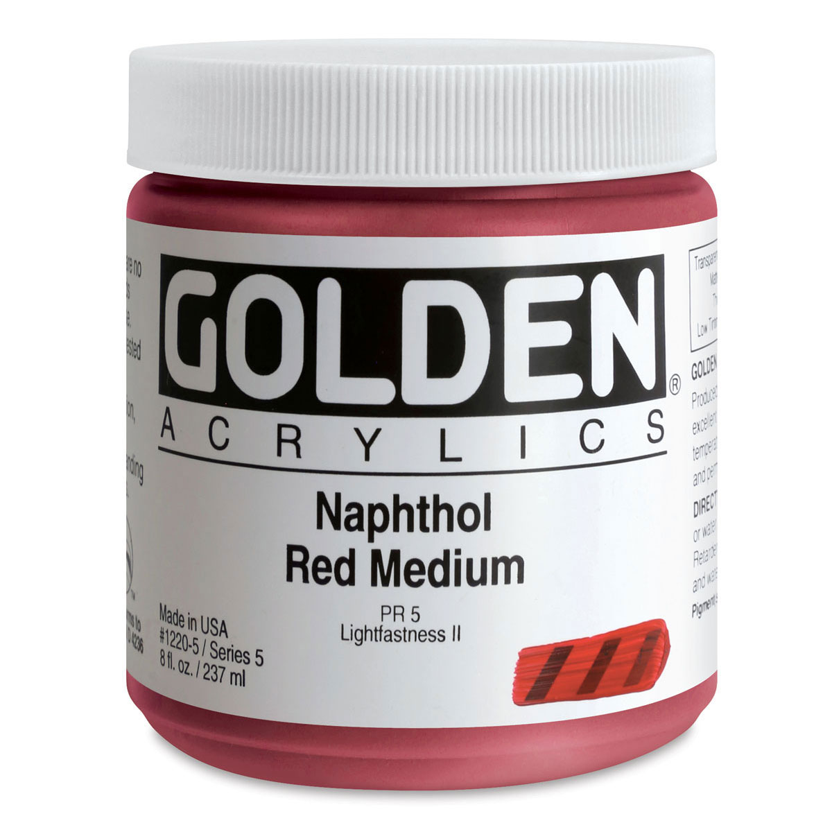 Golden Heavy Body Artist Acrylics - Naphthol Red Medium, 8 oz Jar