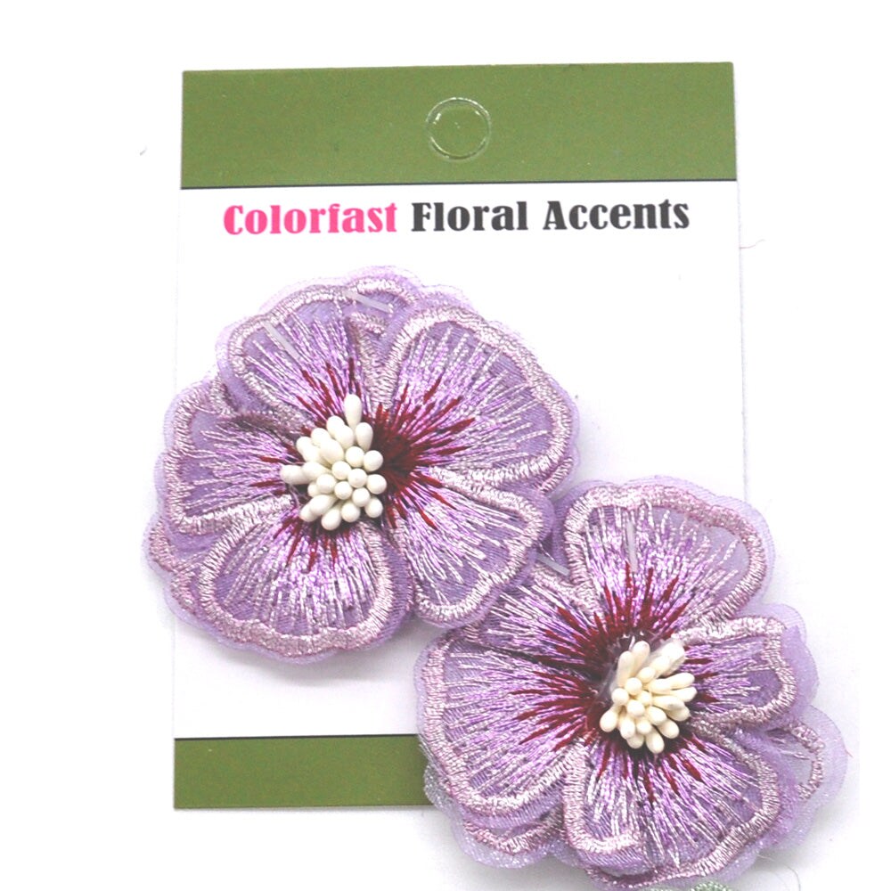 Belagio Colorfast Floral Accents, 2" Diameter, Embroidered Flowers, 2 Piece Pack, Dusty Rose