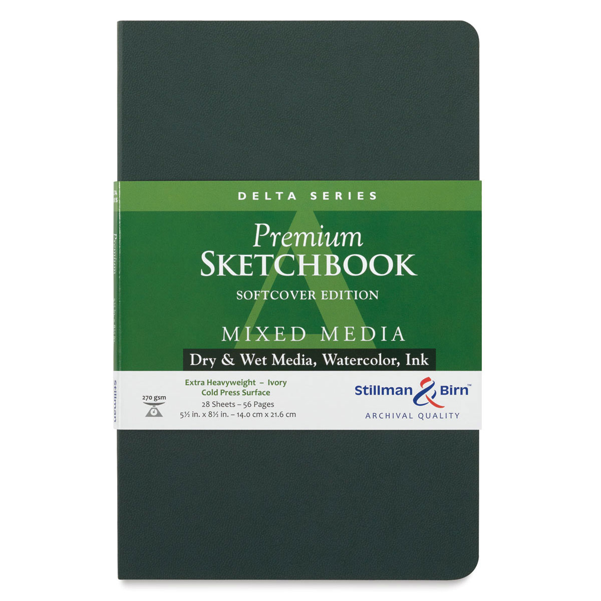 Stillman & Birn Sketchbook - Delta Series, Softcover, 8-1/2" x 5-1/2", Portrait, 25 Sheets