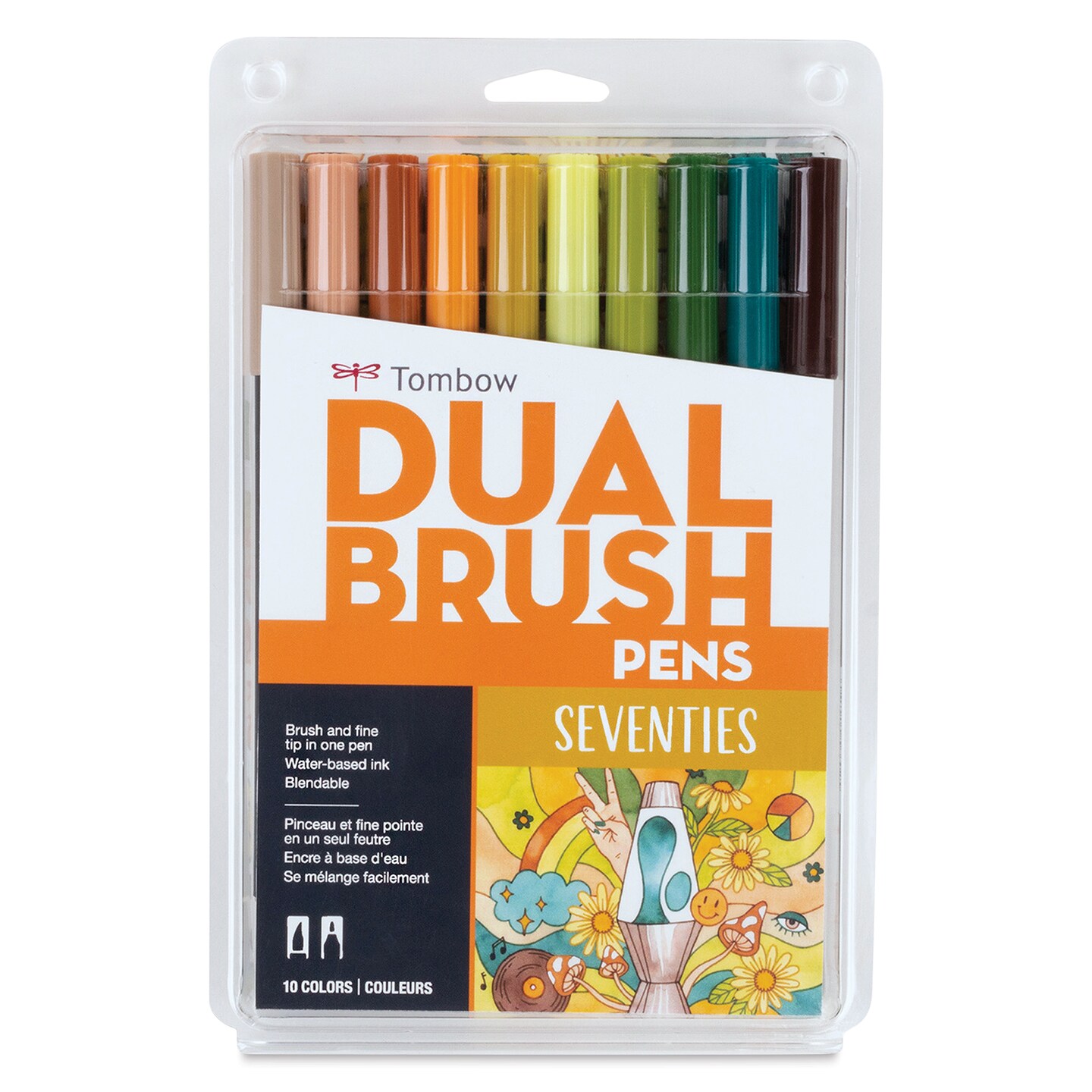 Tombow Dual Brush Pens - Seventies Colors, Set of 10