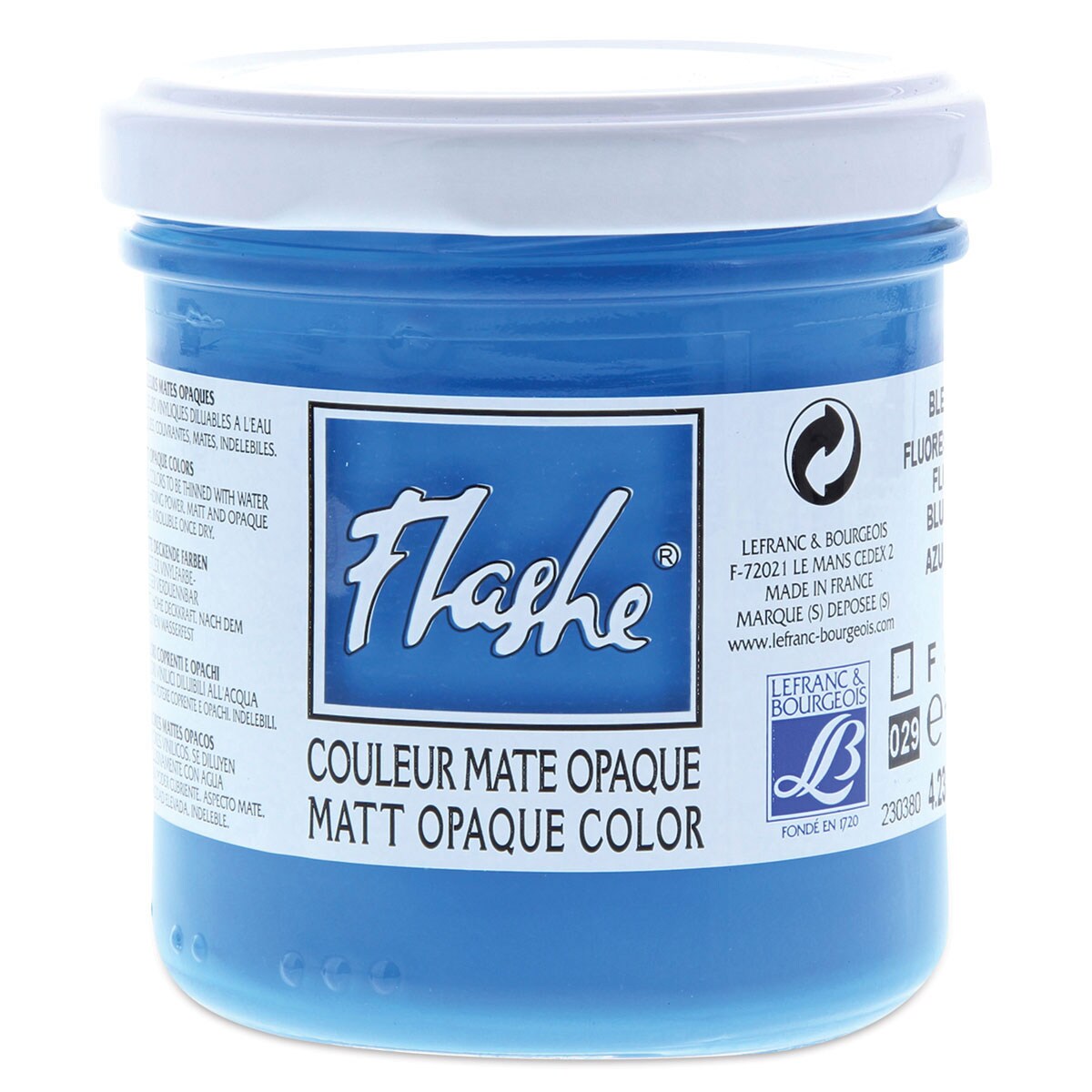 Lefranc & Bourgeois Flashe Vinyl Paint - Fluorescent Blue, 125 ml jar