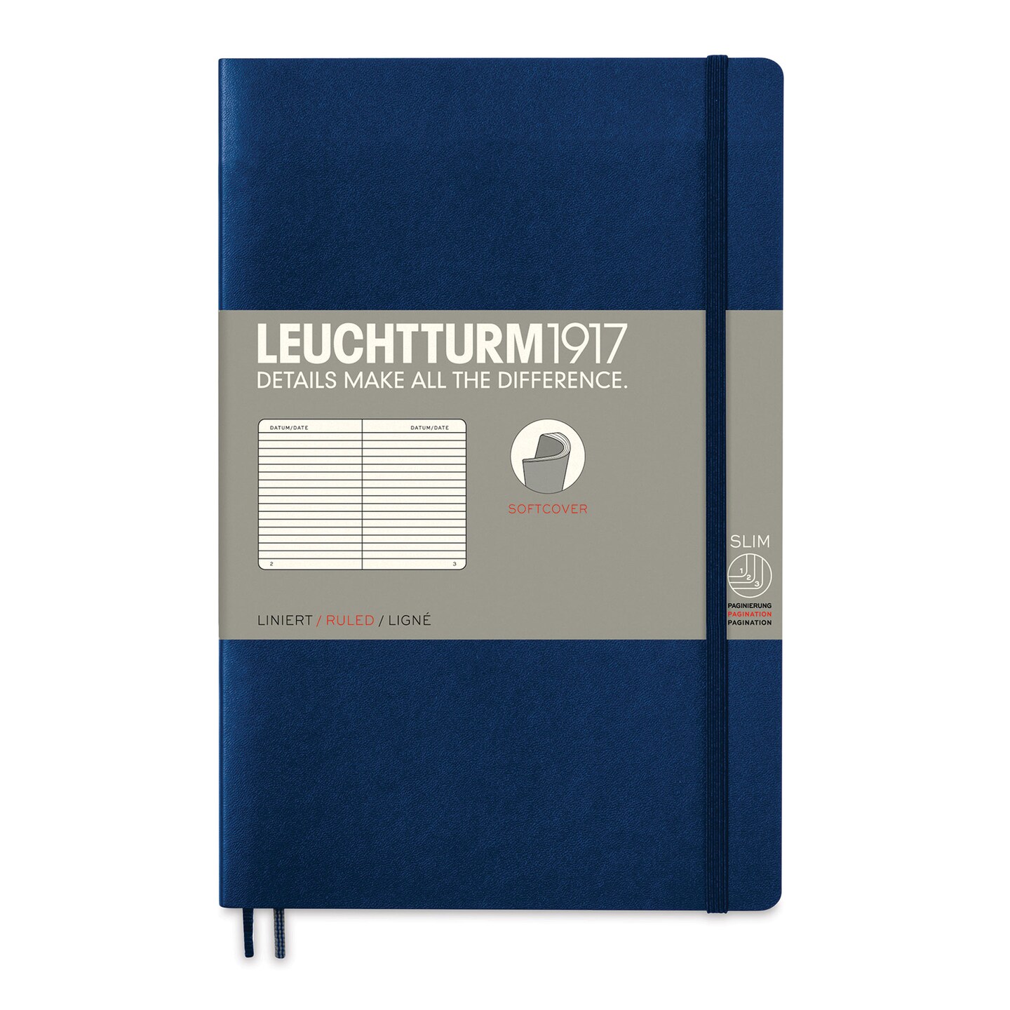 Leuchtturm1917 Ruled Softcover Notebook - Navy, 5&#x22; x 7-1/2&#x22;