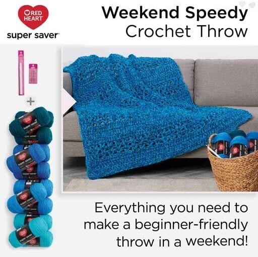 Red Heart Weekend Speedy Crochet Kit-Cool Blue