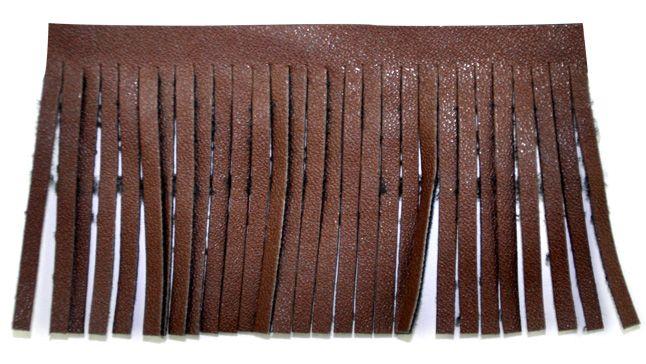 Belagio Faux Leather Fringe Trim, 2" Wide, 25-Yard Bolt, Brown