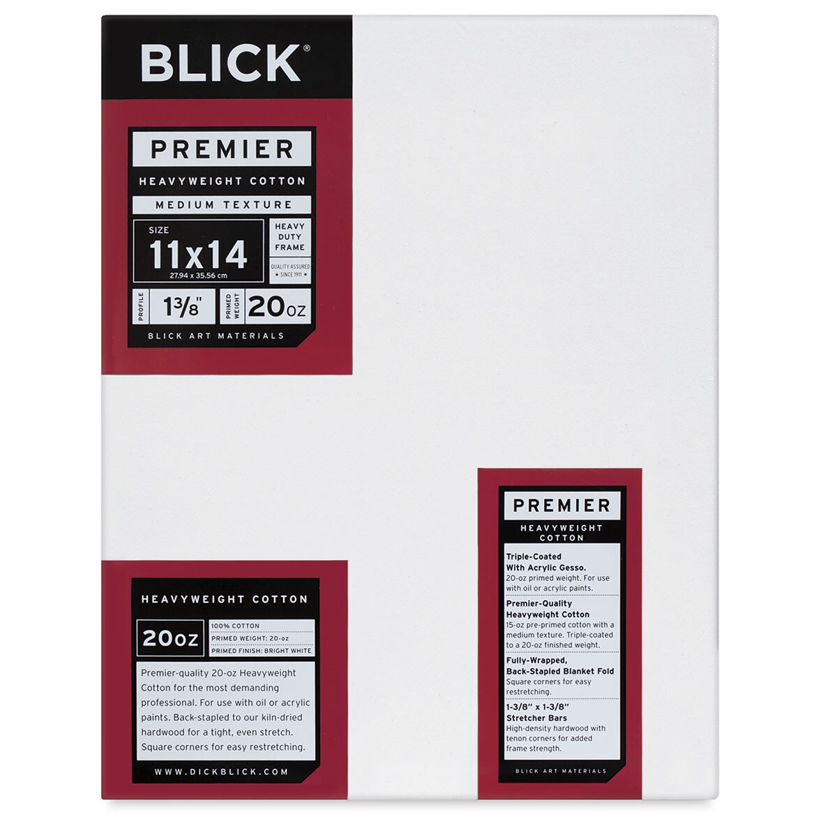 Blick Premier Heavyweight Stretched Cotton Canvas - 11&#x22; x 14&#x22;, 1-3/8&#x22; Profile
