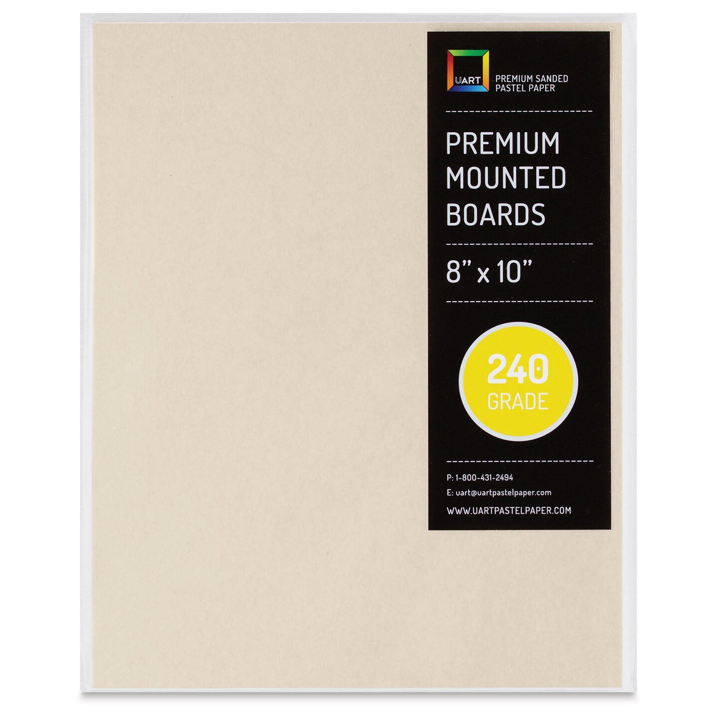 UArt Premium Sanded Pastel Paper Board - 8&#x22; x 10&#x22;, Neutral, 240 Grit