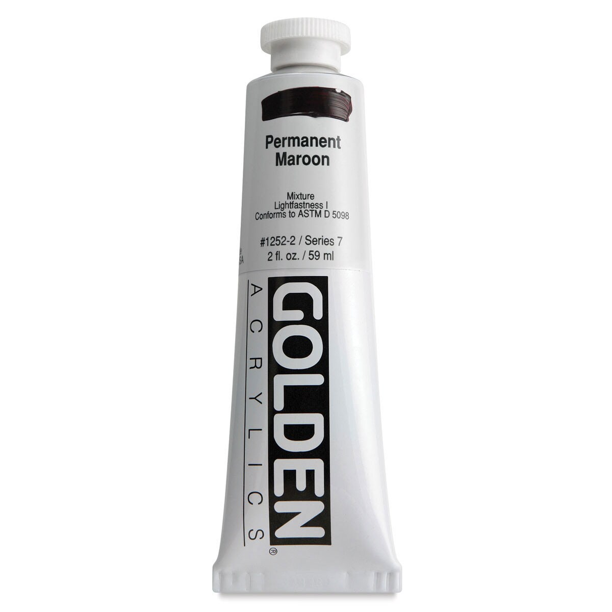 Golden Heavy Body Artist Acrylics - Permanent Maroon, 2 oz Tube Tube