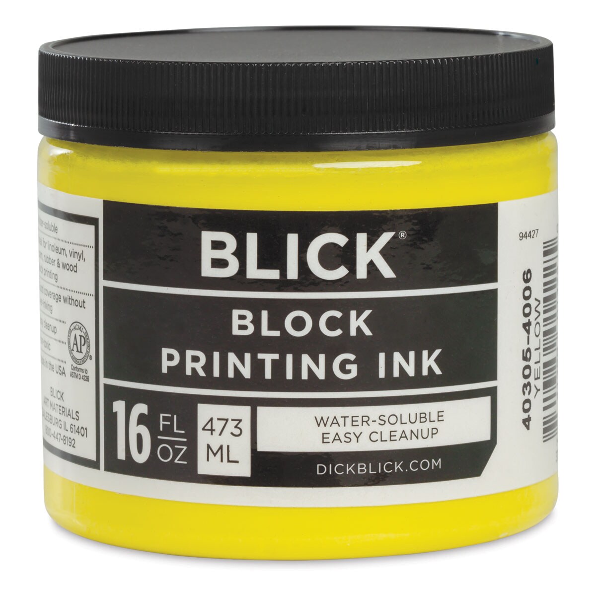 Blick Water-Soluble Block Printing Ink - Yellow, 16 oz Jar