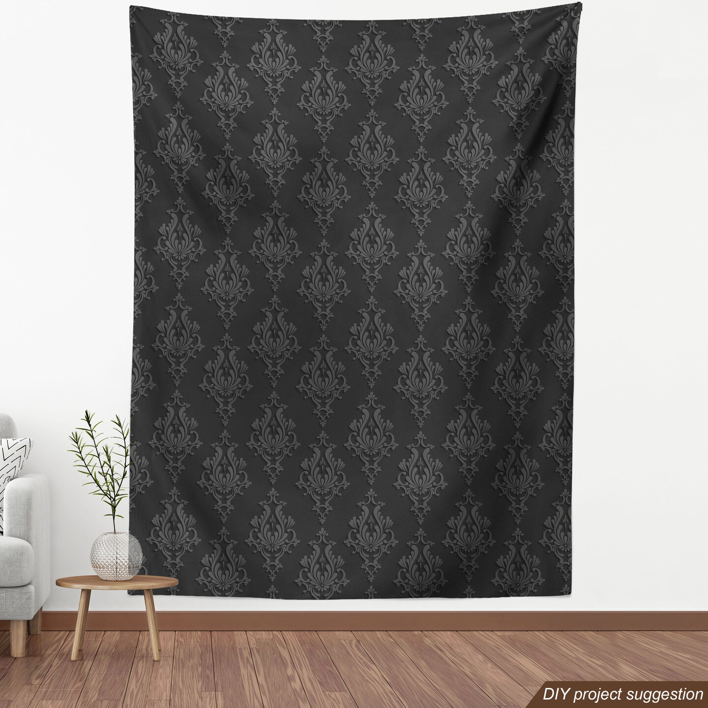 Ambesonne Dark Grey Fabric by The Yard Antique Damask Pattern in 3D Style Classic Retro Floral Design Decorative Fabric for Quilts Headboard Upholstery Fabric Storage Baskets 10 Yards Grey Charcoal
