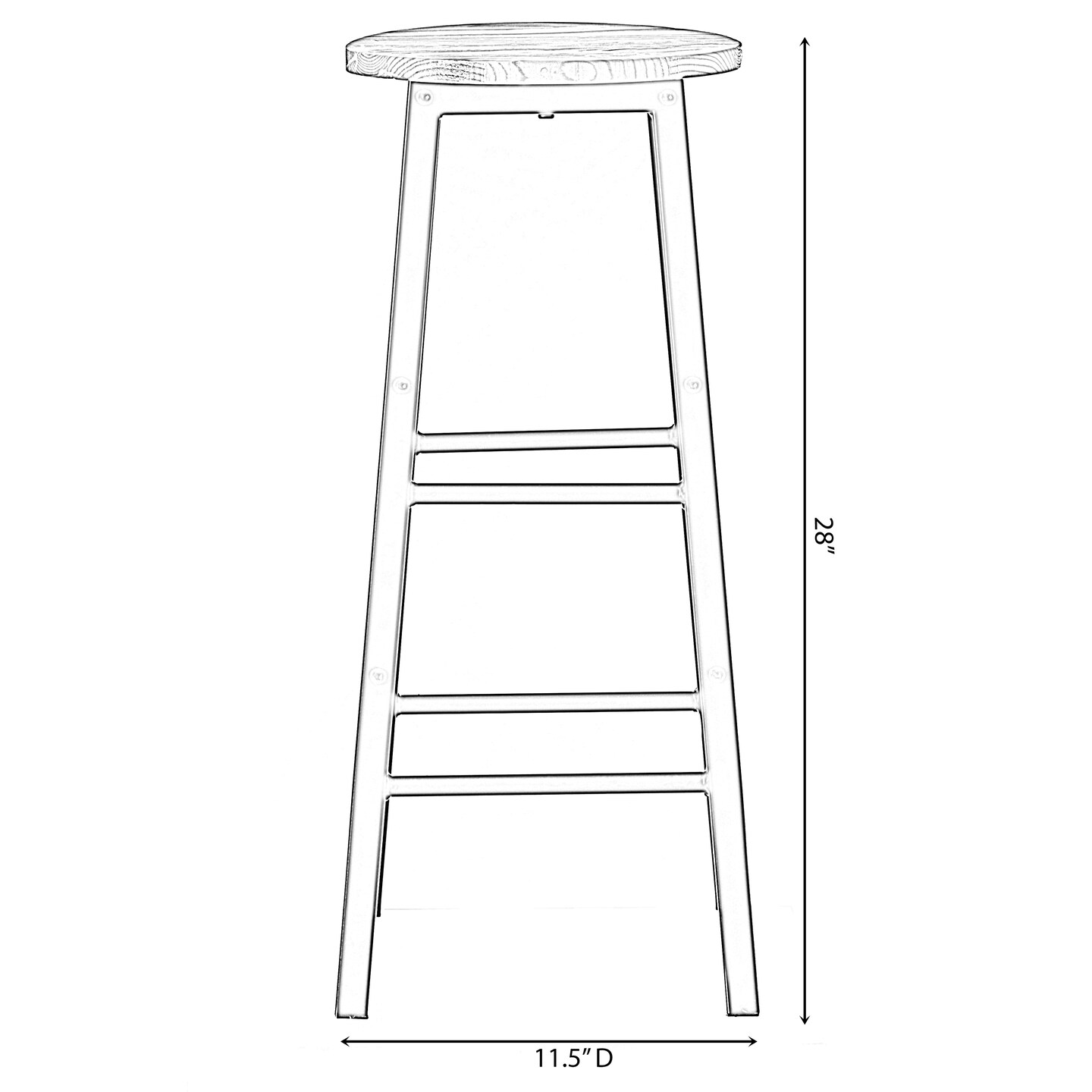 Wooden Rustic Round Bar Stool with Footrest for Indoor and Outdoor