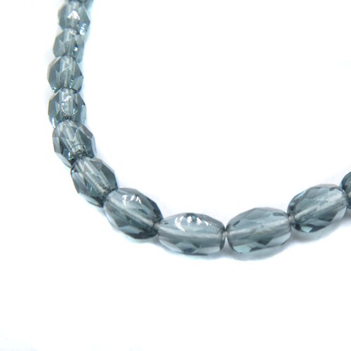 Gray/Blue Olive Shape Faceted Czech Glass Beads (1 strand/25 beads) (B613)