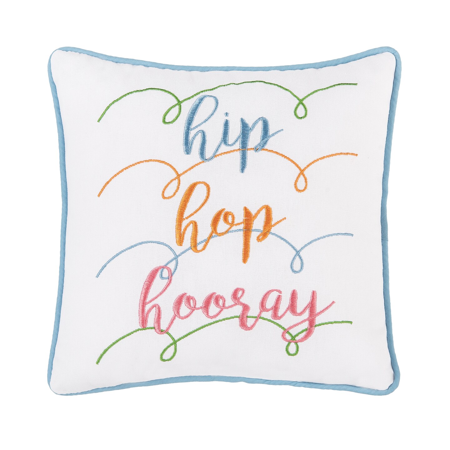 "Hip Hop Hooray" Easter Cotton Blend Mini Accent Pillow 10" x 10"
