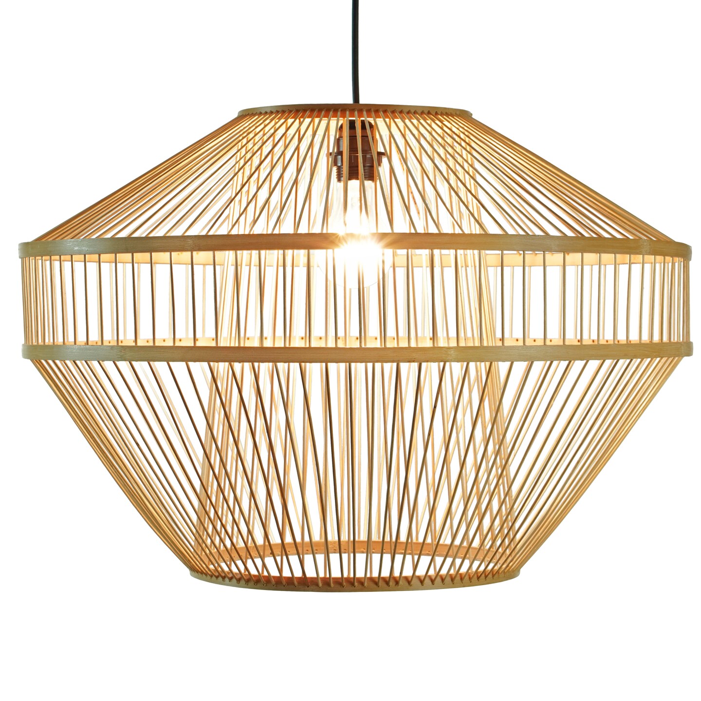 Modern Natural Bamboo Hanging Light Shade for Entryway and Living Room
