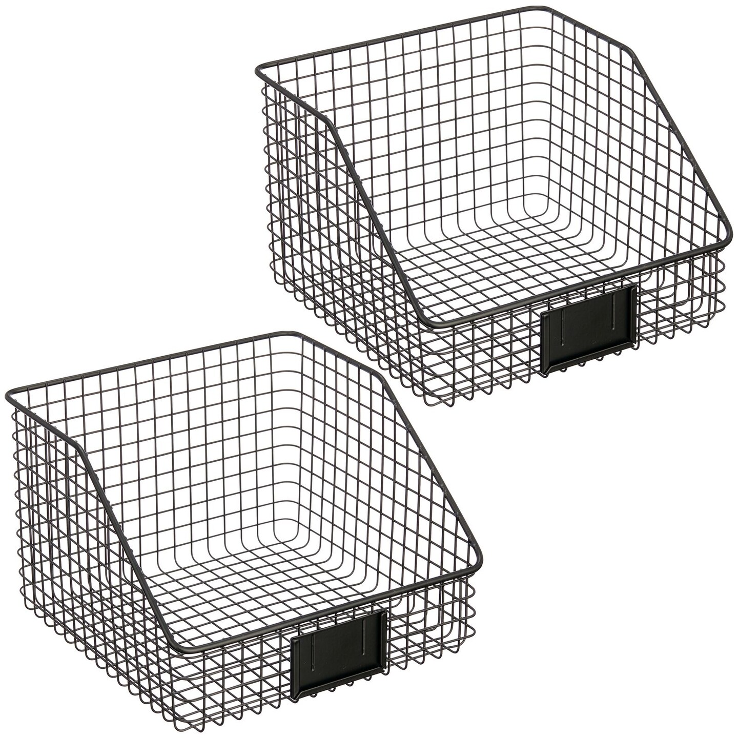mDesign Slanted Front Kitchen Pantry Storage Organizer Basket - 2 Pack