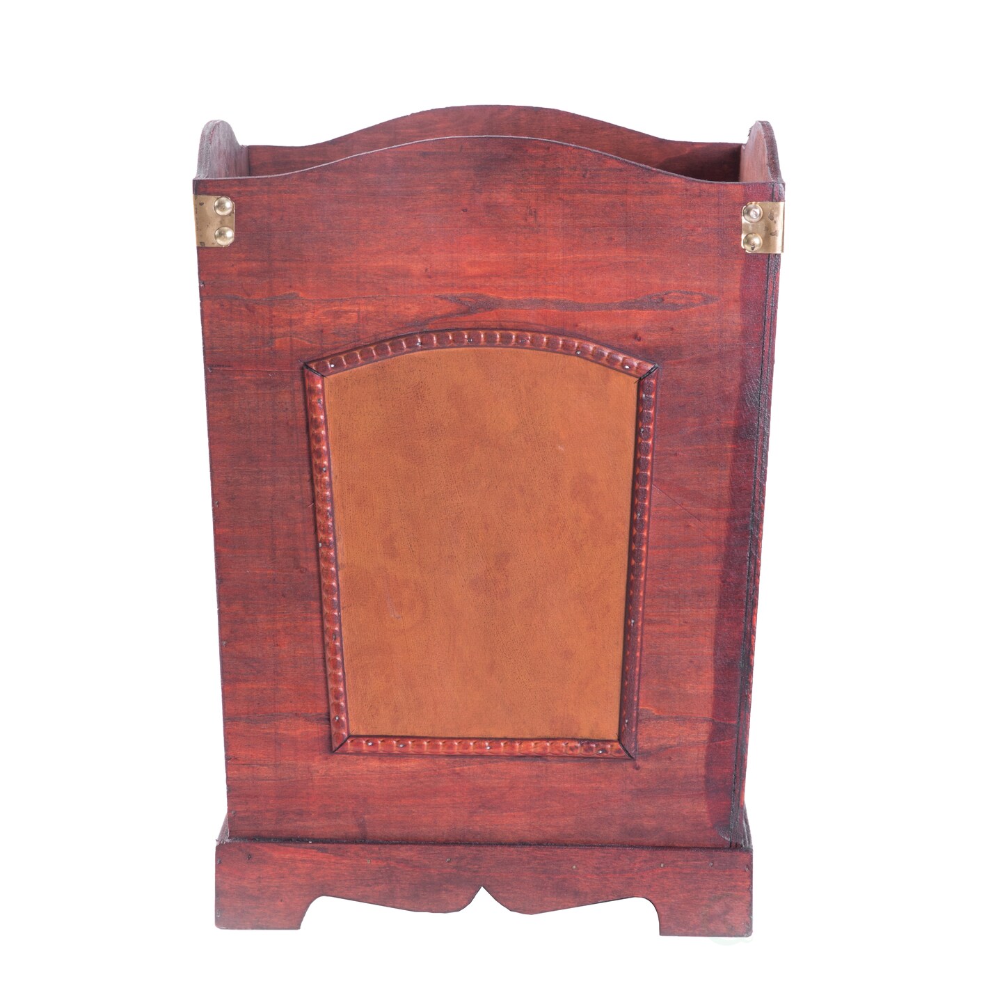 Rustic Cherry Wooden Decorative Trash Bin with Handles