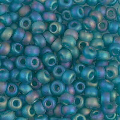 Miyuki 6 Round Seed Bead, 6-2405FR, Matte Transparent Teal AB, 10 grams