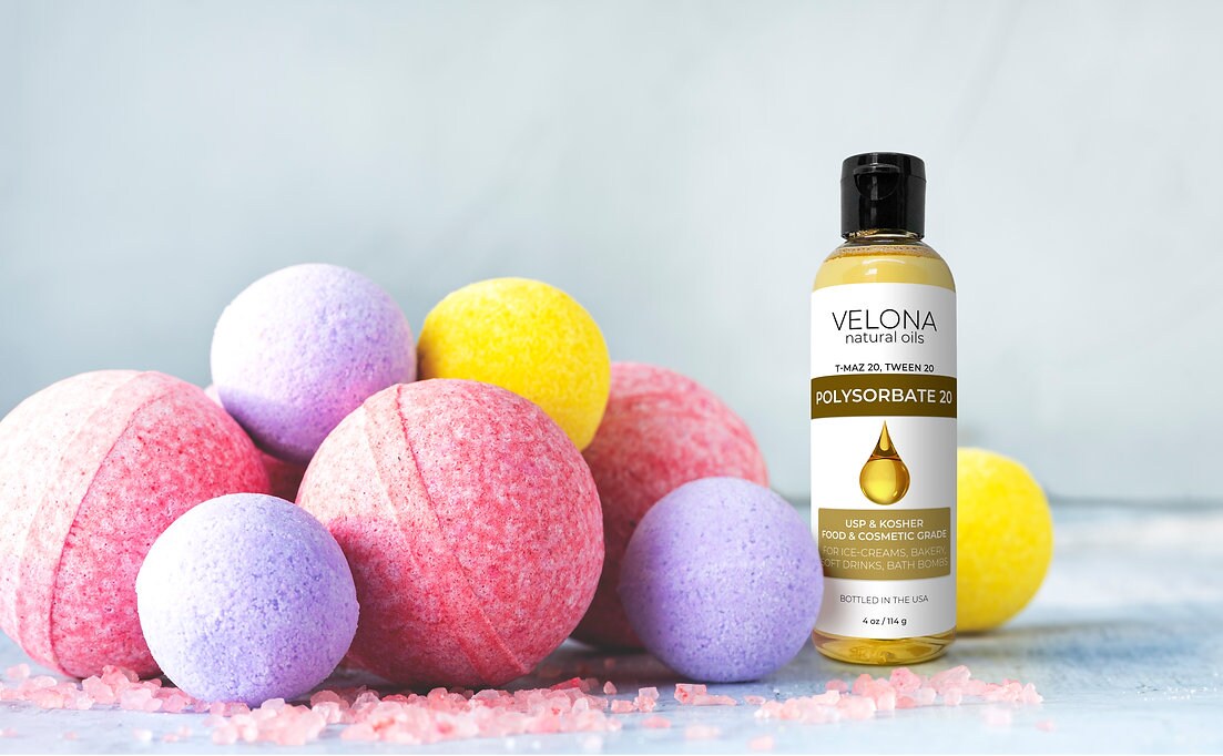 Polysorbate 20 by Velona - 16 oz | Solubilizer, Food & Cosmetic Grade | All Natural for Cooking, Skin Care and Bath Bombs | Use Today - Enjoy Results