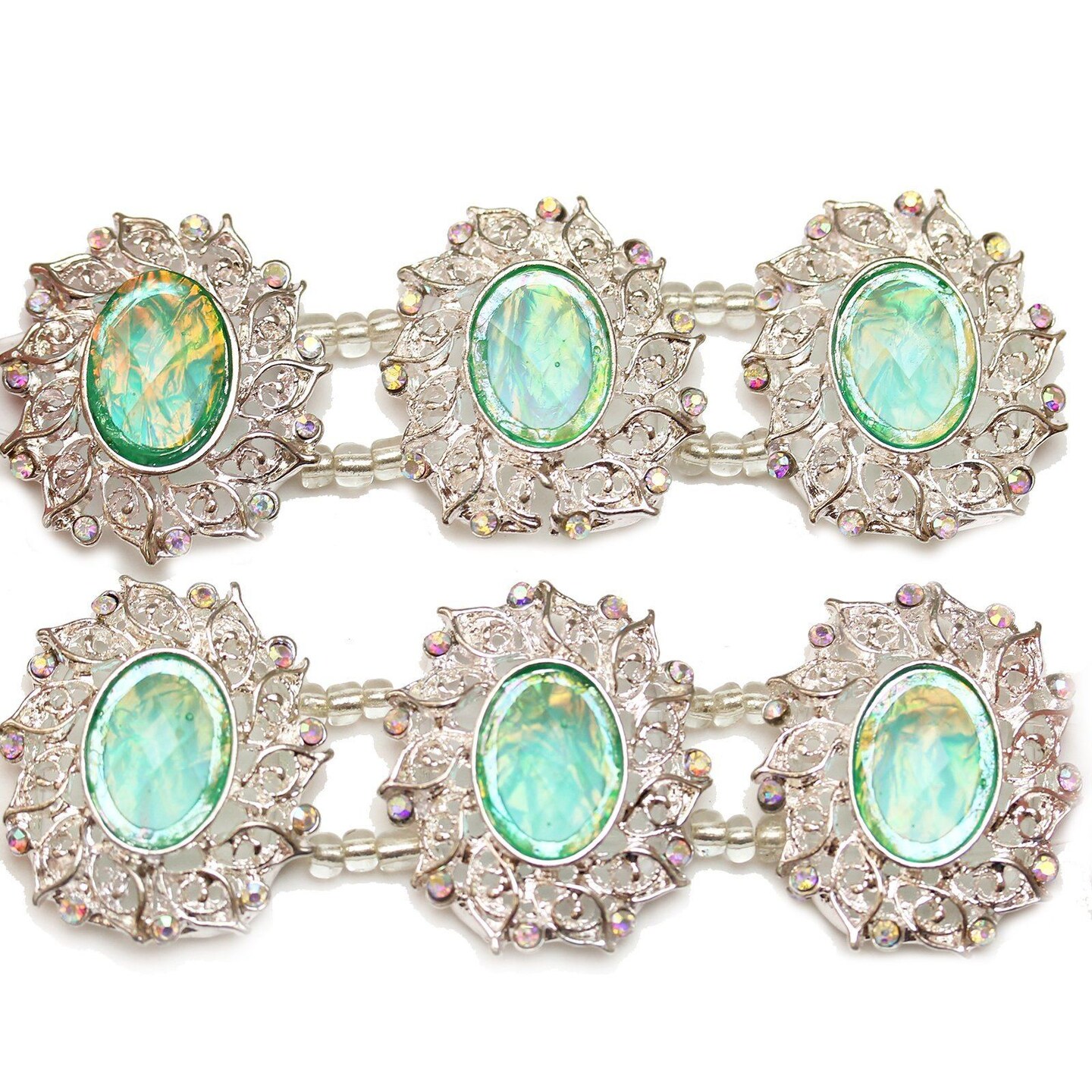 Silver Tone Aqua Slider with Crystals Michaels