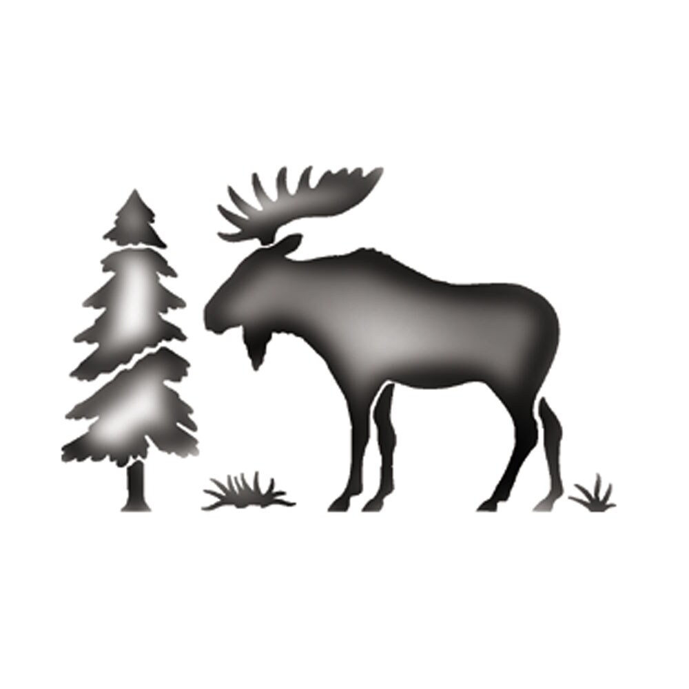 Moose Silhouette Wall Stencil | 2594 by Designer Stencils | Animal &#x26; Nature Stencils | Reusable Art Craft Stencils for Painting on Walls, Canvas, Wood | Reusable Plastic Paint Stencil for Home Makeover | Easy to Use &#x26; Clean Art Stencil