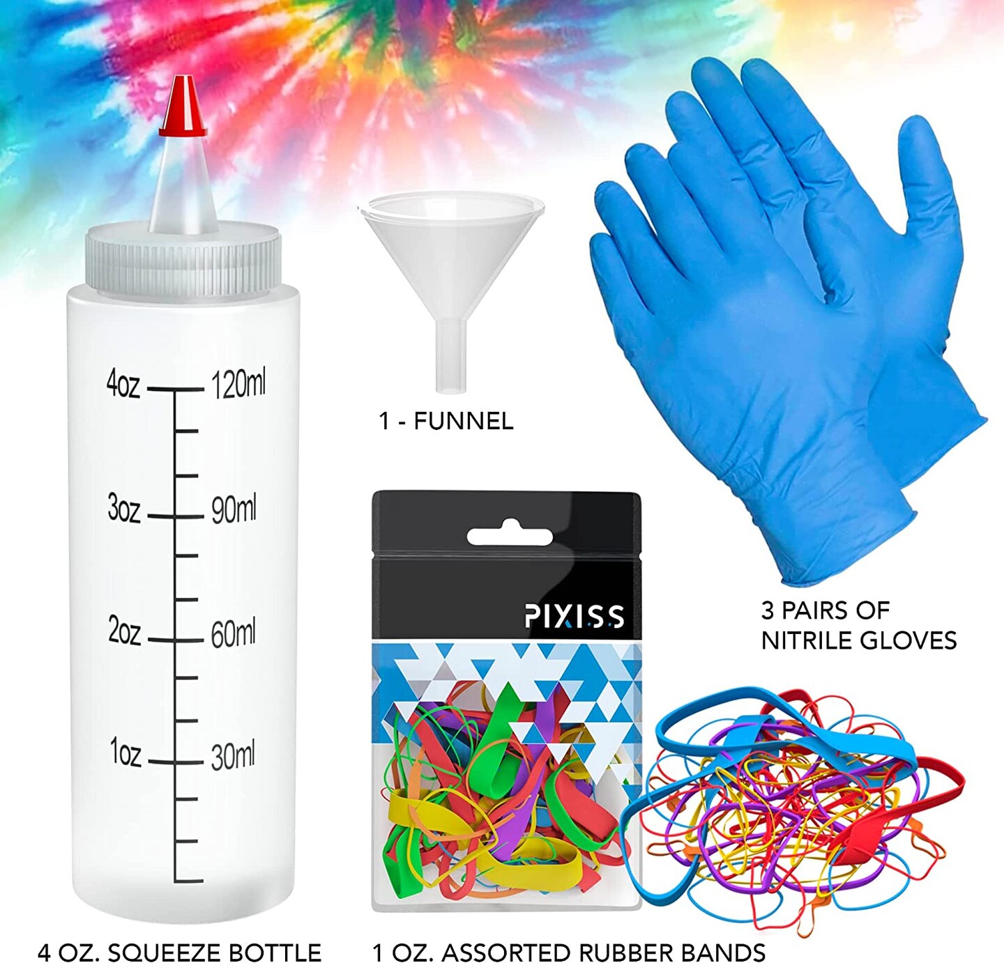 Rit Dye Liquid Neon Green All-Purpose Dye 8oz, Pixiss Tie Dye Accessories Bundle