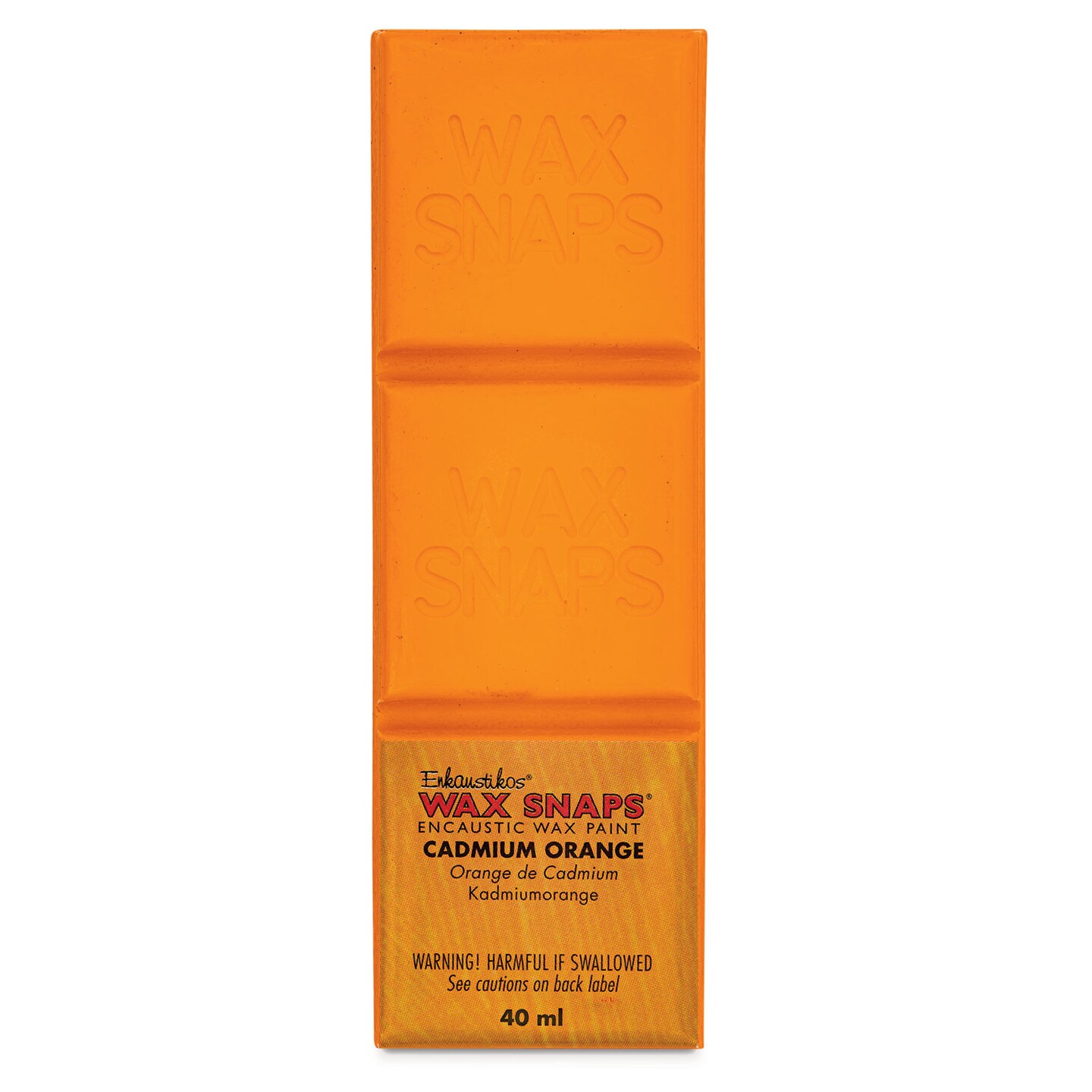 Enkaustikos Wax Snaps Encaustic Paints - Cadmium Orange, 40 ml cake