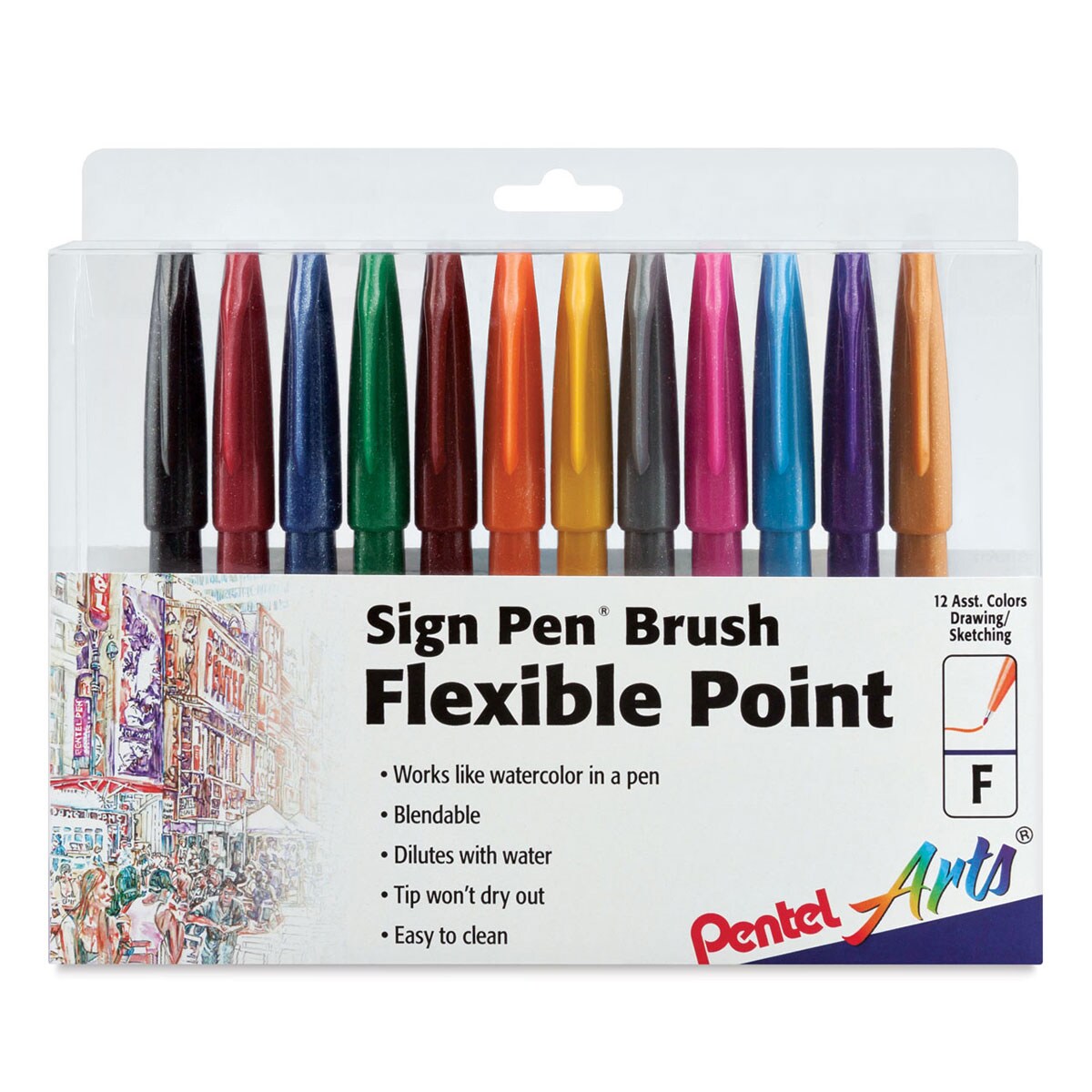 Pentel Artist Brush Sign Pen 12-set