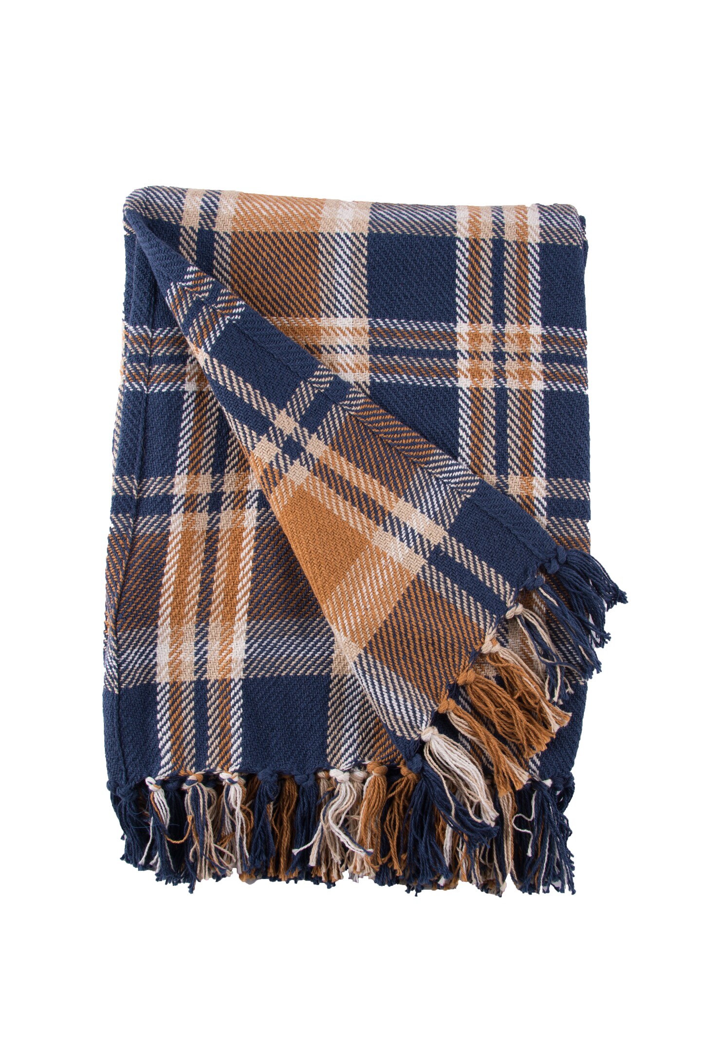 Navy and Gold Plaid 50&#x22; x 60&#x22; Throw Blanket