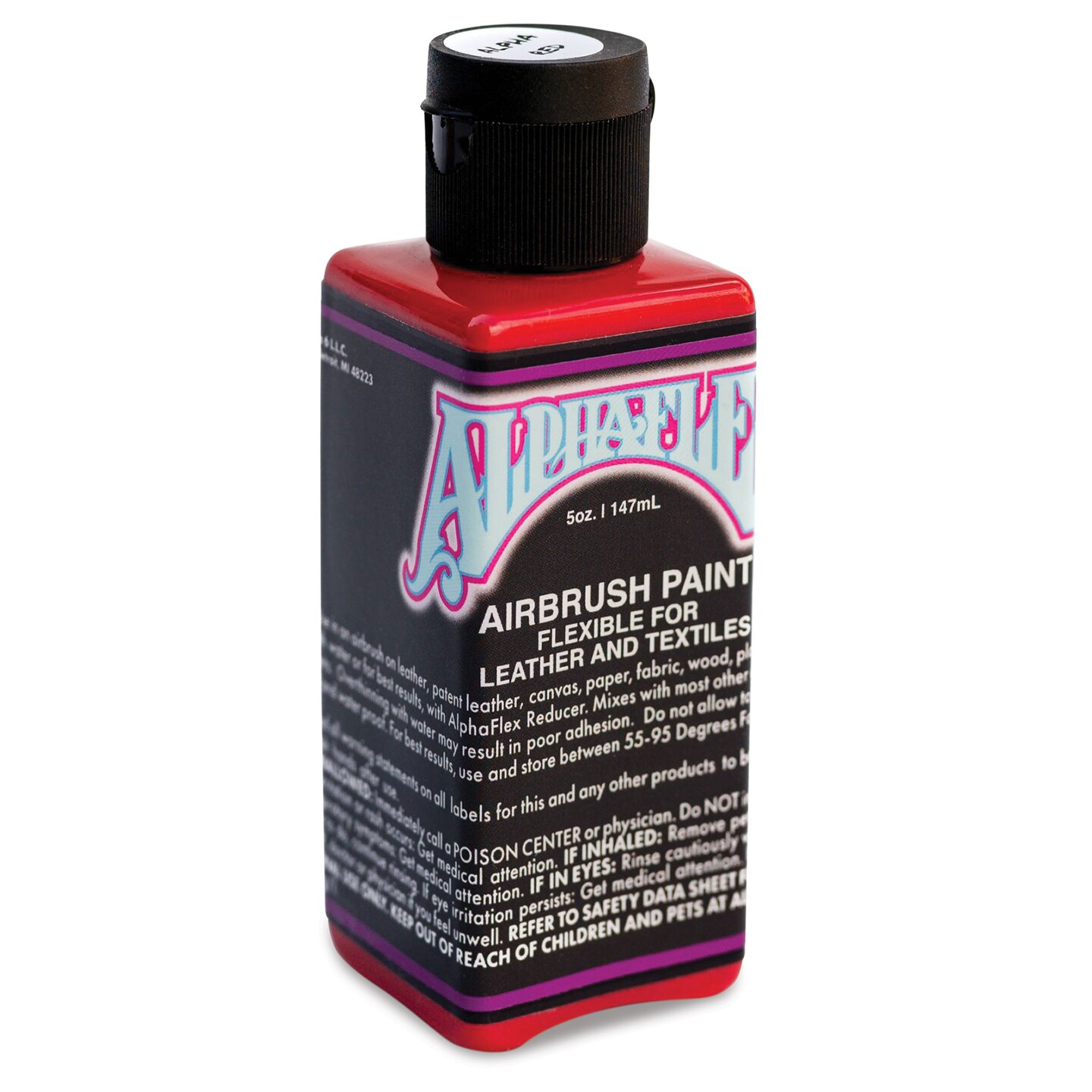 Alpha6 AlphaFlex Airbrush Textile and Leather Paint - Alpha Red, 5 oz