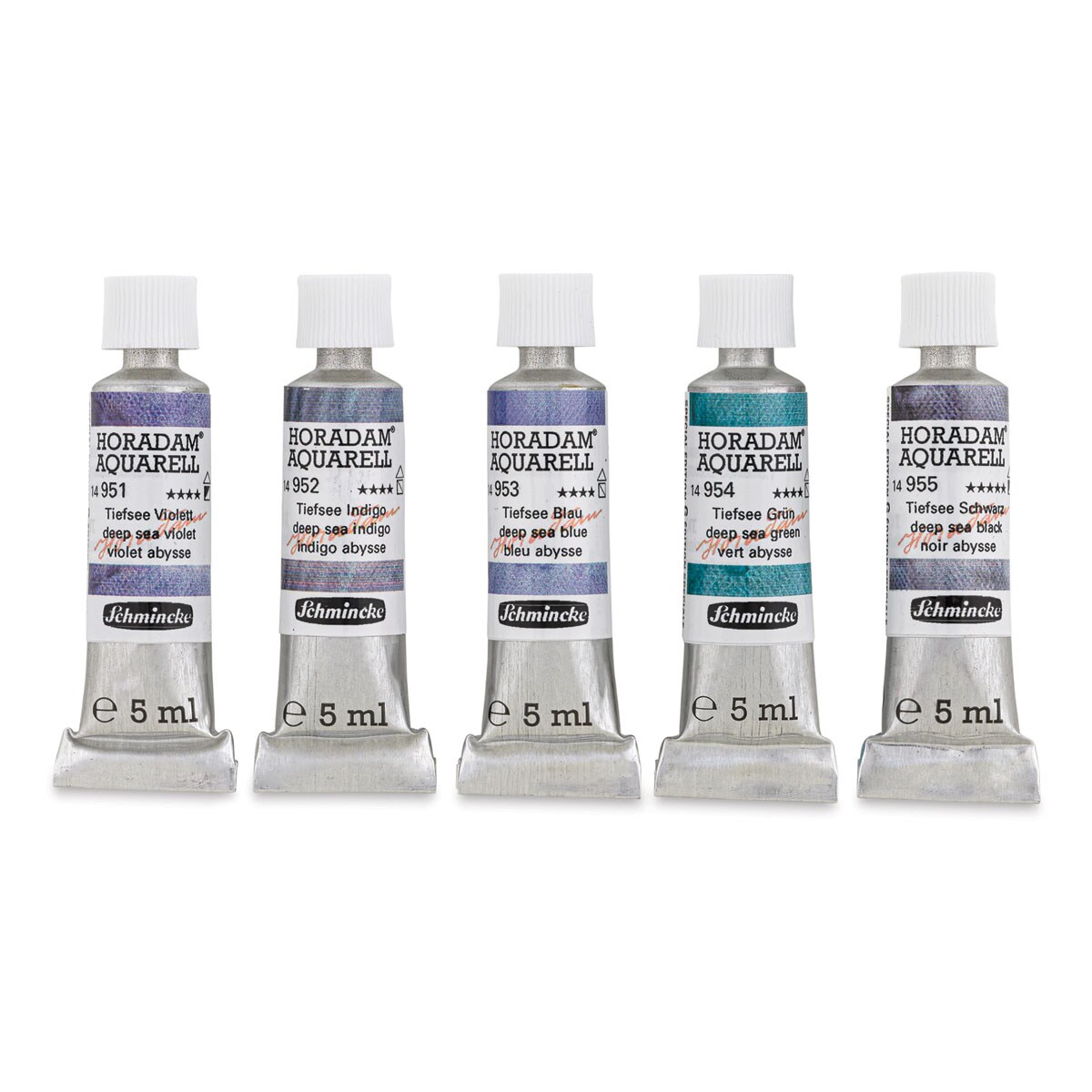 Schmincke Horadam Aquarell Artist Watercolor Deep Sea, Supergranulation, Set of 5, 5 ml, Tubes