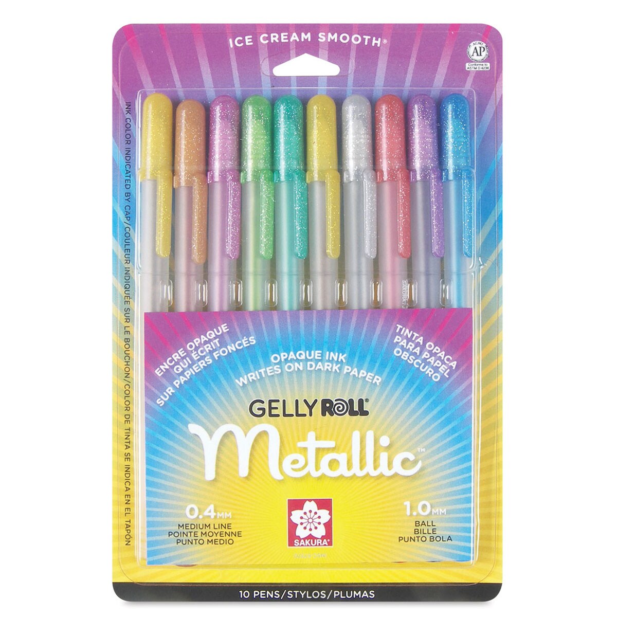 Sakura Gelly Roll Pens - Assorted Metallic Colors, Medium Tip, Set of 10