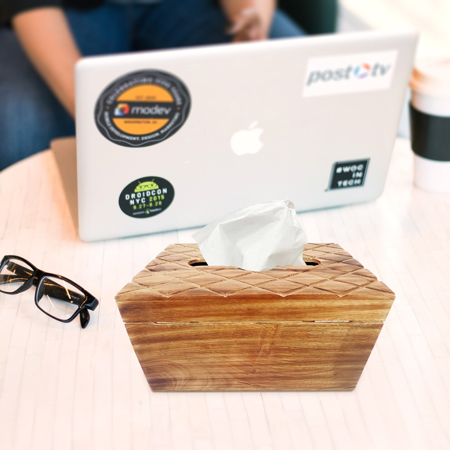Modern Decorative Paper Facial Tissue Box Holder for Kitchen, Dining Room, and Office