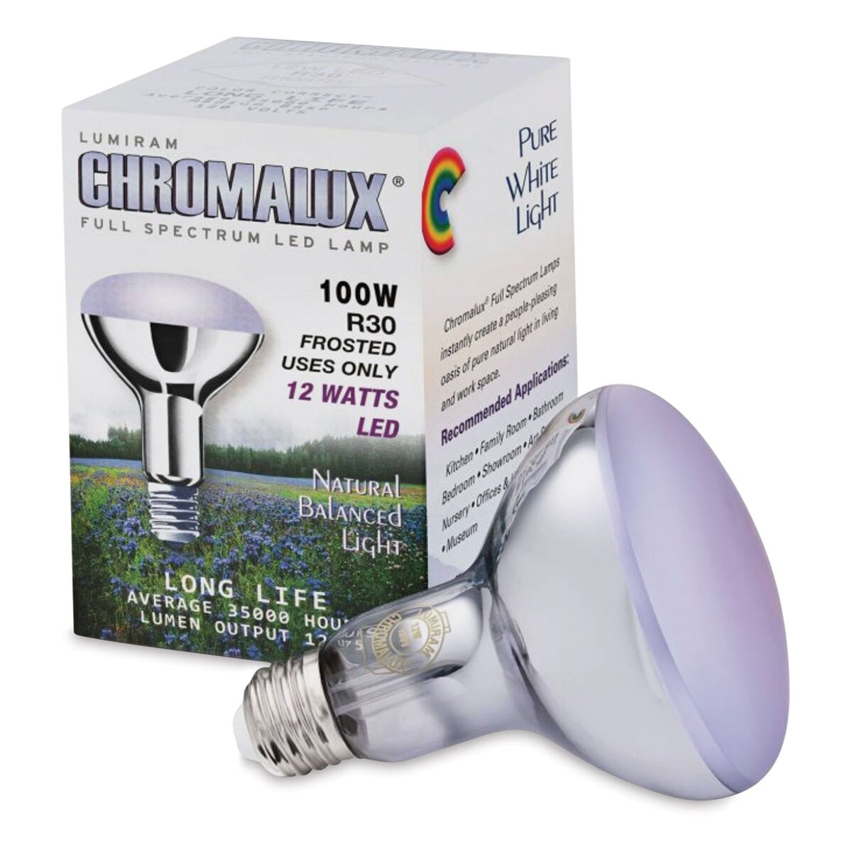 Chromalux Full Spectrum LED Light Bulb - 12W, R30, Natural White