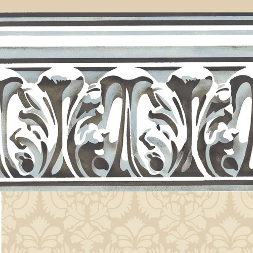 Detailed Molding Wall Stencil | 2692 by Designer Stencils | Pattern Stencils | Reusable Stencils for Painting | Safe &#x26; Reusable Template for Wall Decor | Try This Stencil Instead of a Wallpaper | Easy to Use &#x26; Clean Art Stencil Pattern