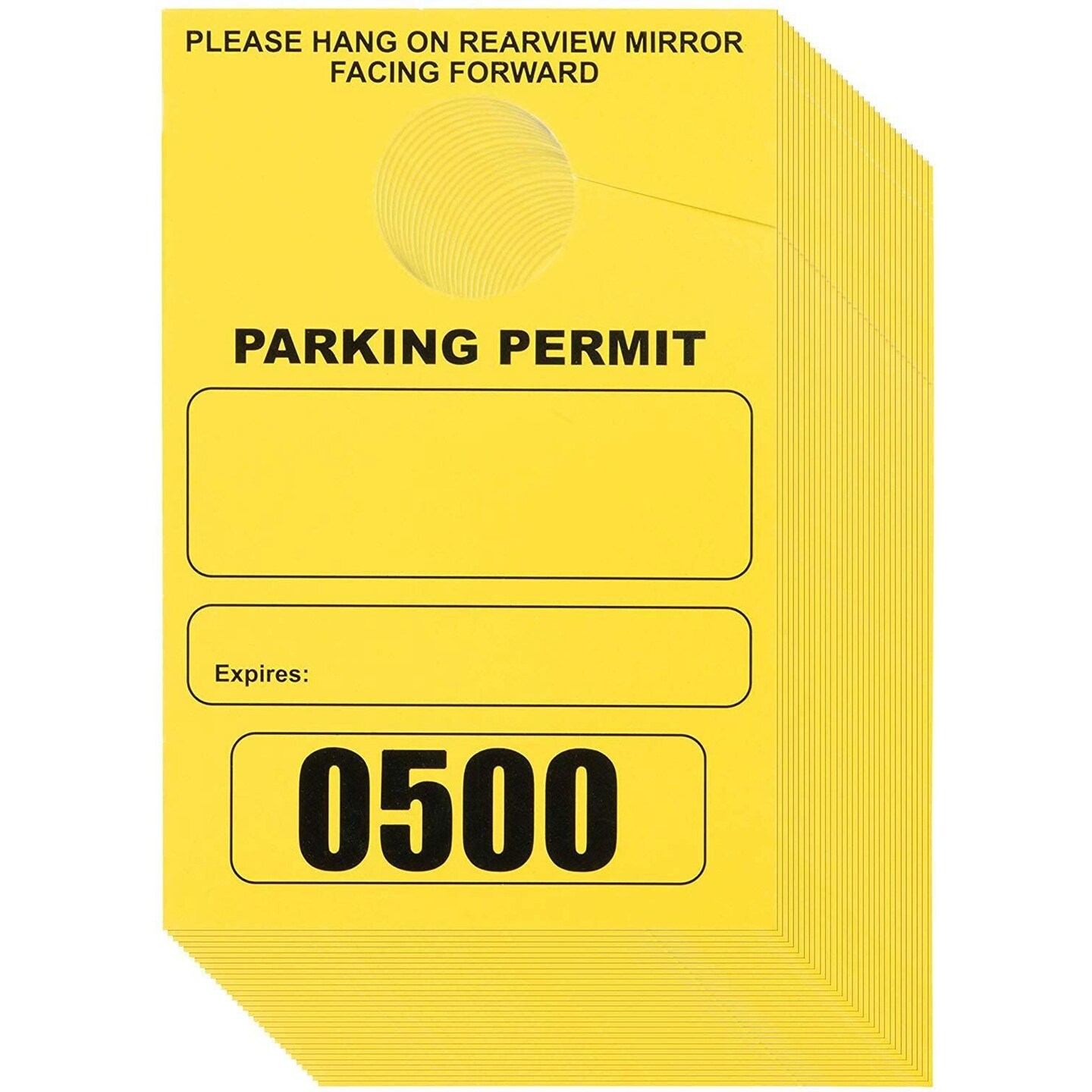 500 Pack Parking Permit Hang Tags for Car Rearview Mirrors, Blank Temporary Passes Numbered 0001-0500 for Events, Bulk (Yellow)